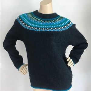 Vintage 70s Acrylic Nordic Ski Shag Sweater Sears